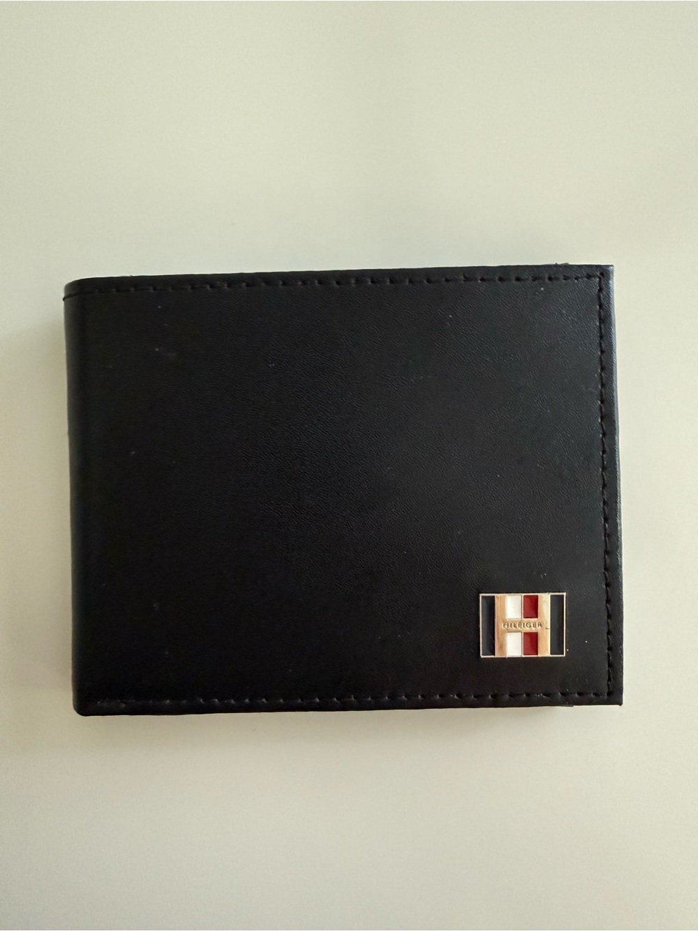 Tommy Hilfiger Black Leather Wallet with Flag Accent